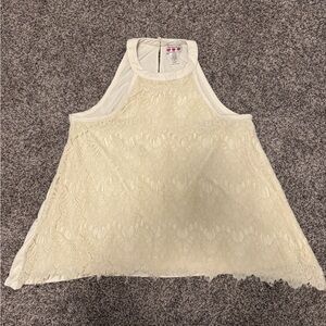 Three Hearts Cream Lace Halter Top